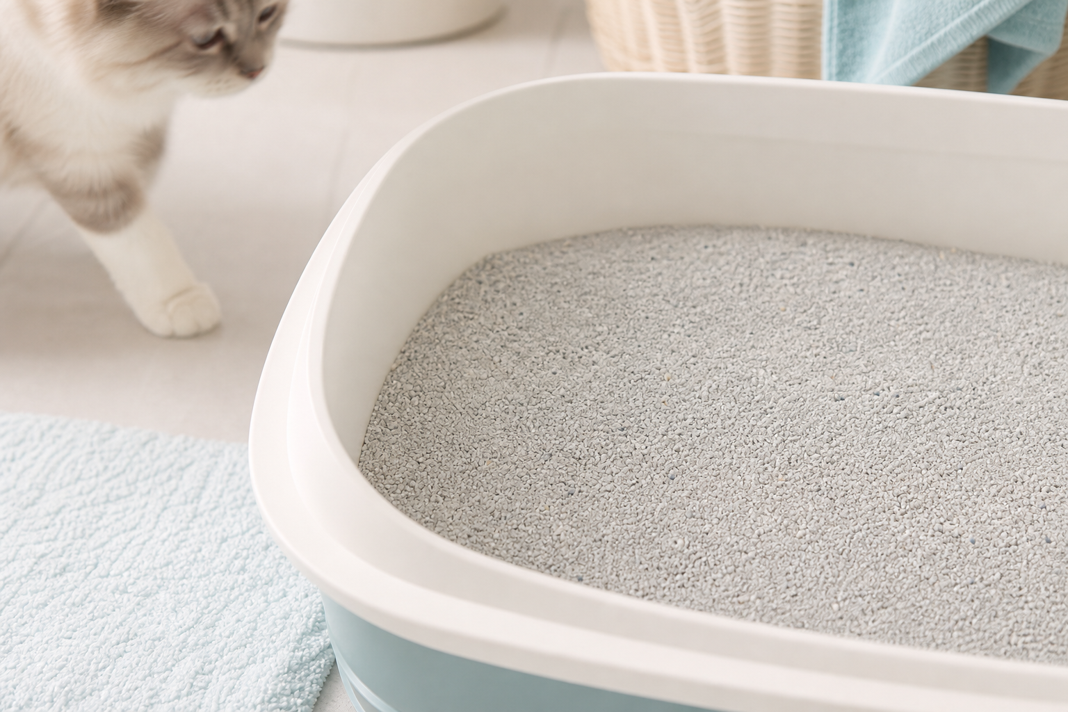 Fresh cat litter tray